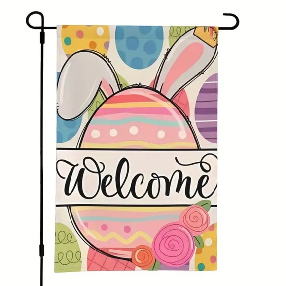Cute Colorful Easter Egg‎ Welcome Garden Flag - Picture 1 of 5